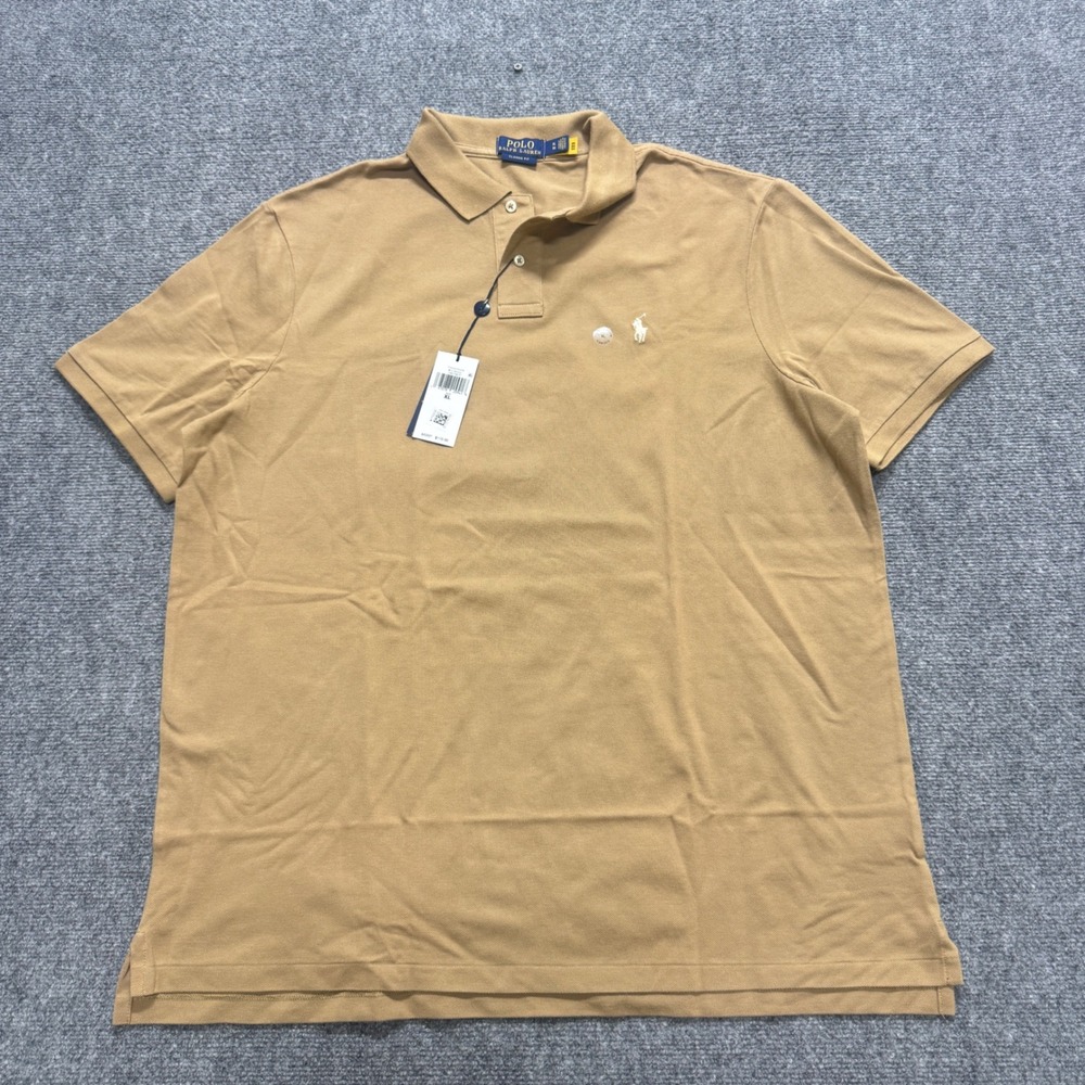 VTG Polo Ralph Lauren Polo Shirt Mens XL Brown NWT Button Up White Polo 90s